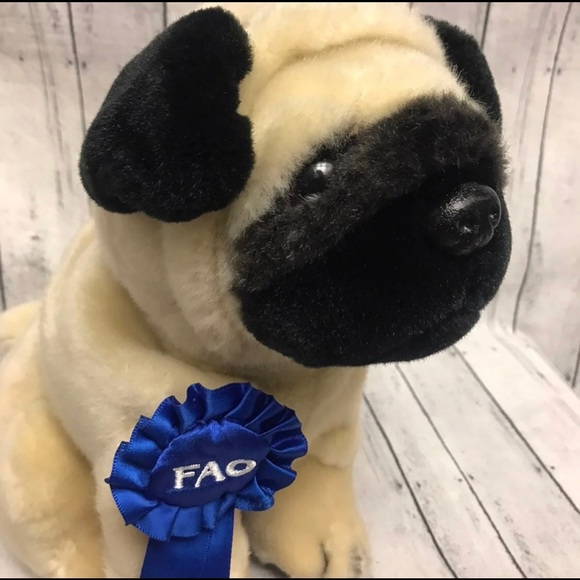 FAO 9” PUG plush Puppy Dog Stuffed Animal Toy - Picture 2 of 12